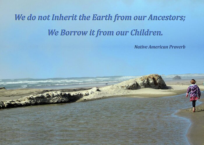 Native American Greeting Card featuring the digital art We do not Inherit the Earth - v1 by Julia L Wright