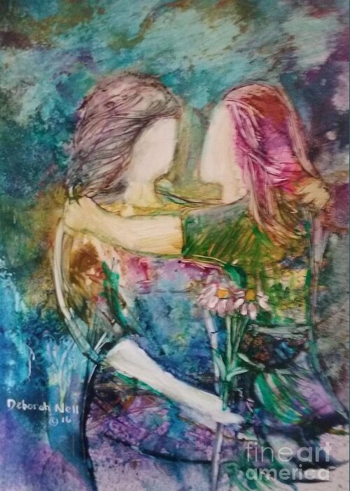 Sisters Greeting Card featuring the painting We Need Each Other by Deborah Nell