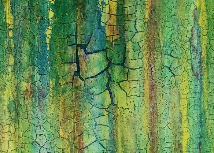 This Is A Abstract Painting Of Something Aged And Weathered. Greeting Card featuring the painting Weathered Moss by Alan Casadei
