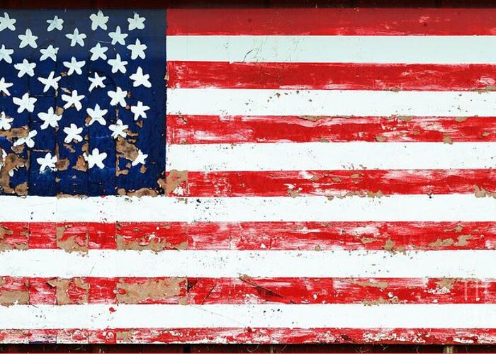 Usa Us Flag Old Glory Stars Stripes Greeting Card featuring the photograph Weathered Old Glory by Ken DePue