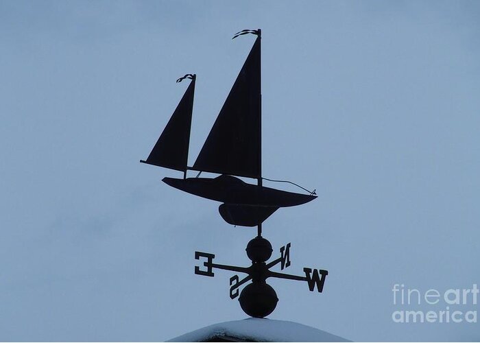 New England Weathervane Greeting Card featuring the photograph Weathervane Sailboat by Tom Maxwell