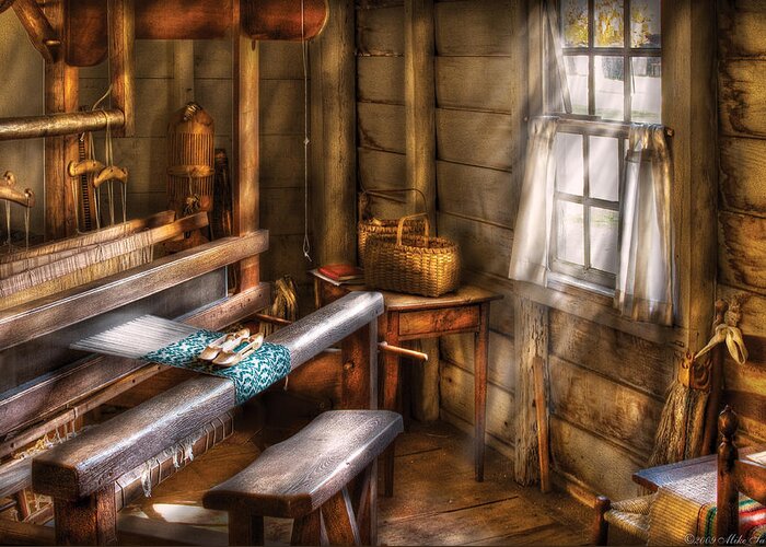 Savad Greeting Card featuring the photograph Weaver - The Weavers Room by Mike Savad