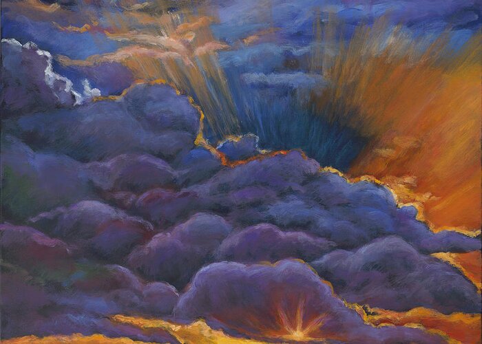 Cloudscapes Greeting Card featuring the painting Welcome the Night by Johnathan Harris