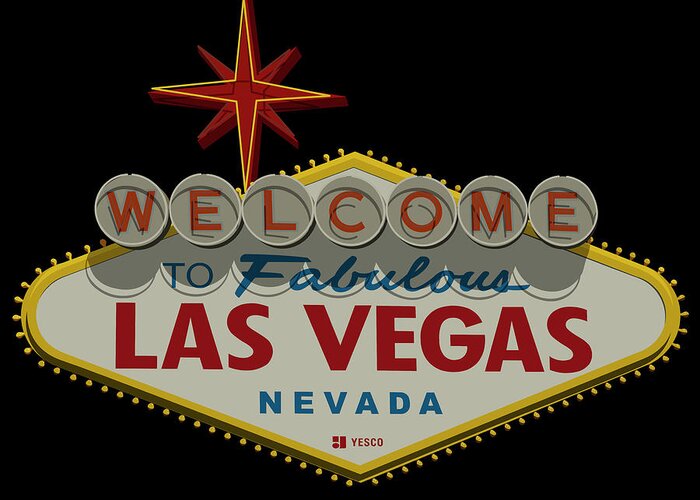 Las Vegas Greeting Card featuring the digital art Welcome To Las Vegas Sign Digital Drawing by Ricky Barnard