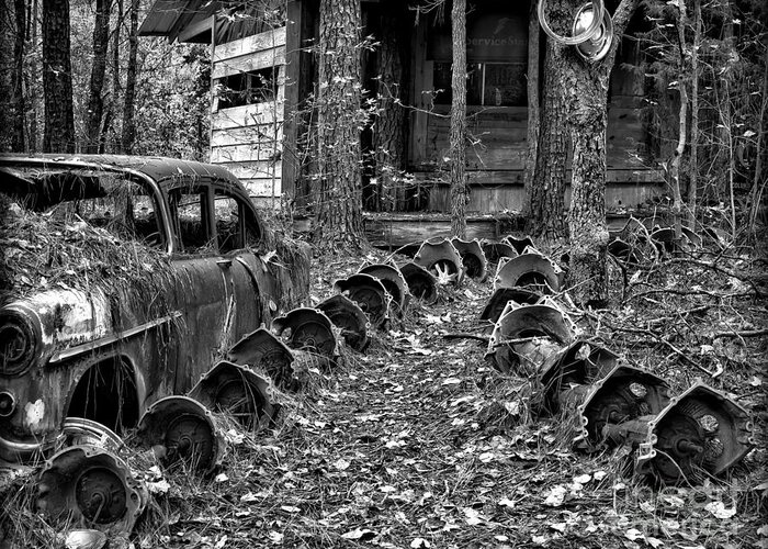 Junkyard Greeting Card featuring the photograph Welcome to the Junkyard by Walt Foegelle