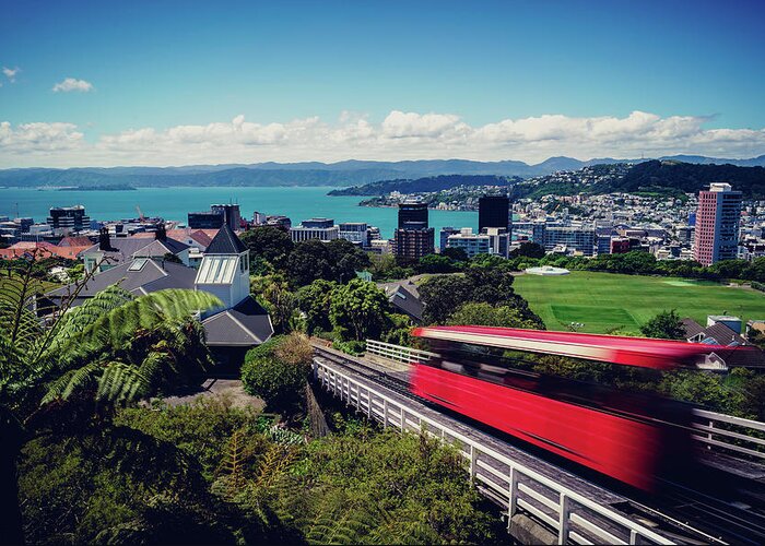 New Zealand Greeting Card featuring the photograph Wellington Cable Car by Nisah Cheatham