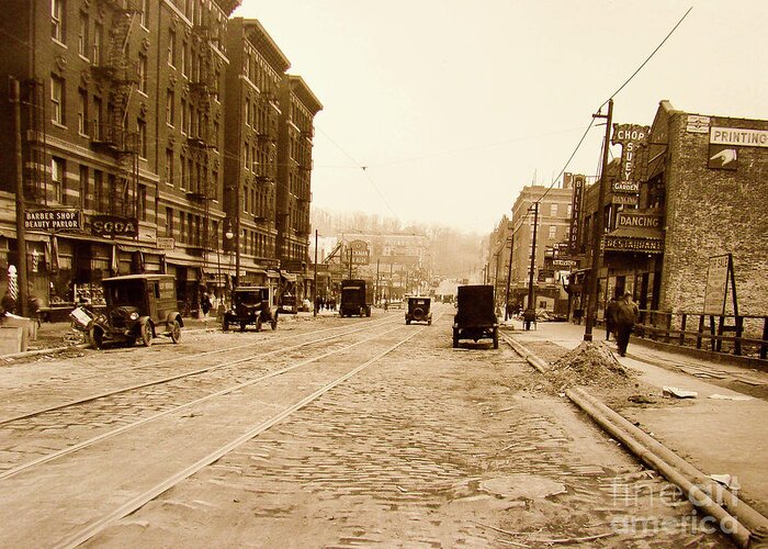1928 Greeting Card featuring the photograph West 207th Street, 1928 by Cole Thompson