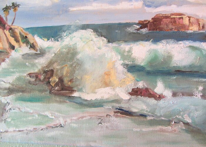 Seascape Greeting Card featuring the painting West Coast by Dody Rogers