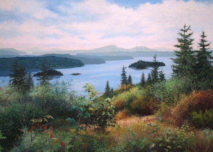 Landscape Greeting Card featuring the painting West Coast Harbor by E Colin Williams ARCA