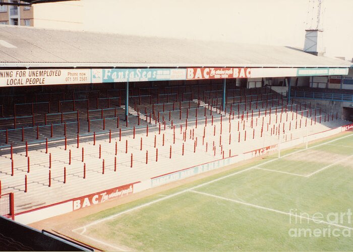 West Ham Greeting Card featuring the photograph West Ham - Upton Park - North Stand 1 - April 1991 by Legendary Football Grounds