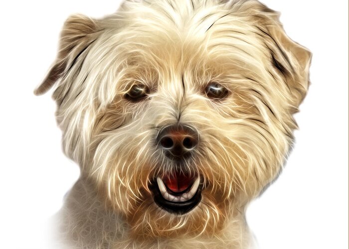 Westie Dog Greeting Card featuring the mixed media West Highland Terrier Mix - 8674 - WB by James Ahn