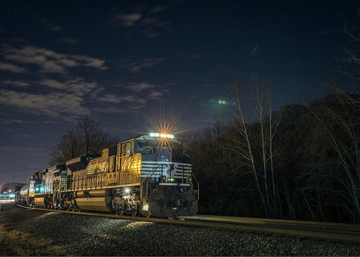 Train Greeting Card featuring the photograph Westbound Norfolk Southern 375 at Georgetown IN by Jim Pearson