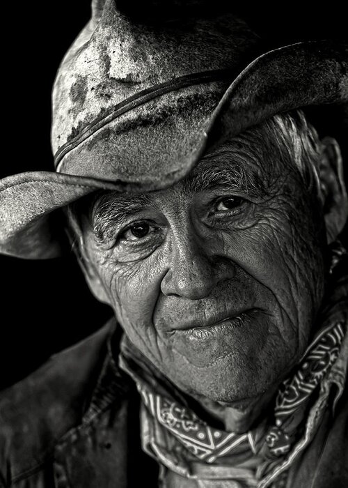 Portrait Greeting Card featuring the photograph Western Wisdom by Ron McGinnis