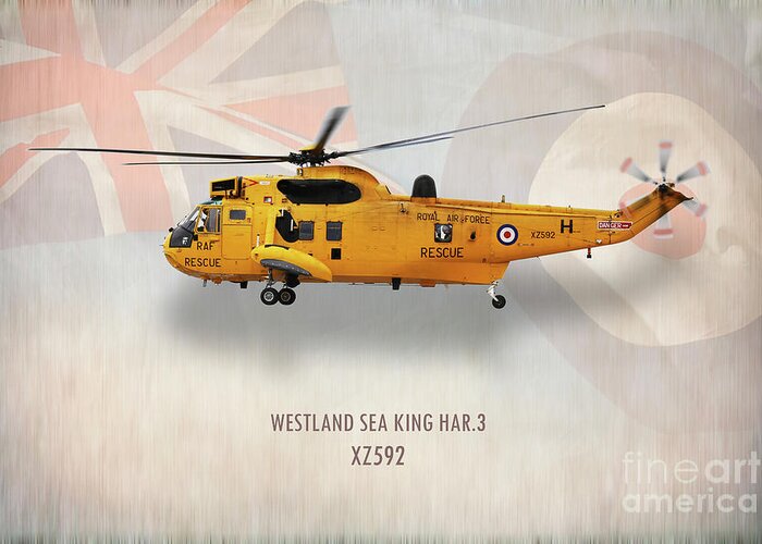 Sea King Greeting Card featuring the digital art Westland Sea King HAR3 XZ592 by Airpower Art