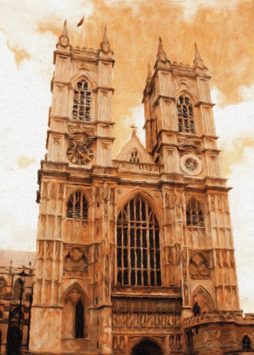 Church Abbey London Collegiate Church Of St Peter Gothic Centuries Old England Britain British Uk Historical Landmark Greeting Card featuring the photograph Westminster Abbey by Diane Lindon Coy
