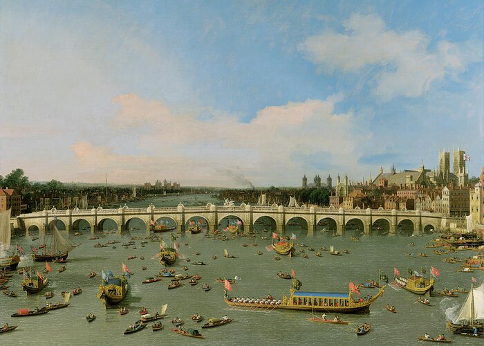 Xyc118509 Greeting Card featuring the photograph Westminster Bridge - London by Giovanni Antonio Canaletto