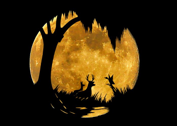 Wildlife Silhouette Greeting Card featuring the photograph Wetland Wildlife Massive Moon .png by Al Powell Photography USA