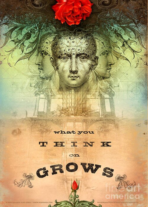 Mind Greeting Card featuring the digital art What You Think on Grows by Silas Toball