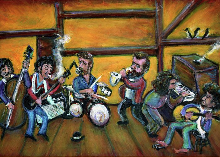 The Band Greeting Card featuring the painting When I Paint My Masterpiece by Jason Gluskin