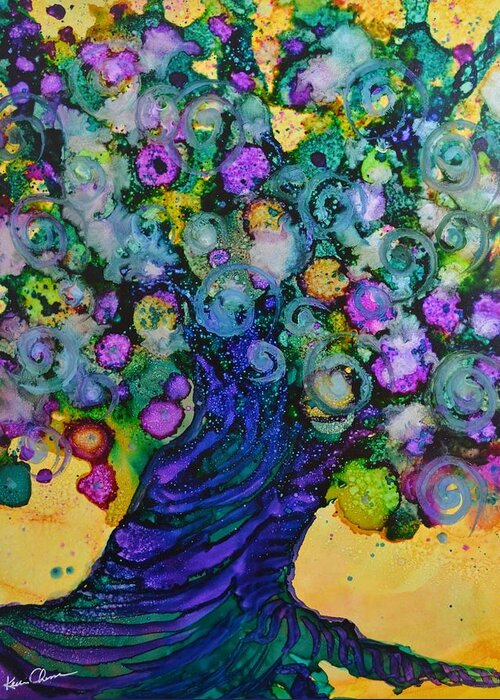 Love Greeting Card featuring the painting Whimsical Love Tree by Kellie Chasse