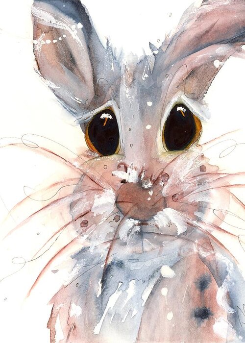 Hare Greeting Card featuring the painting Whiskers by Dawn Derman