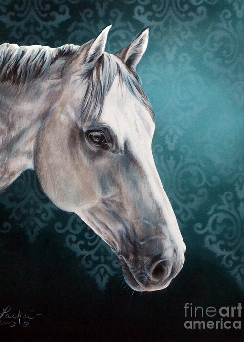 White Horse Greeting Card featuring the painting White Horse by Lachri