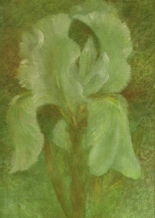 Original White Iris Painting Greeting Card featuring the painting White Iris Painterly Texture by Judith Cheng