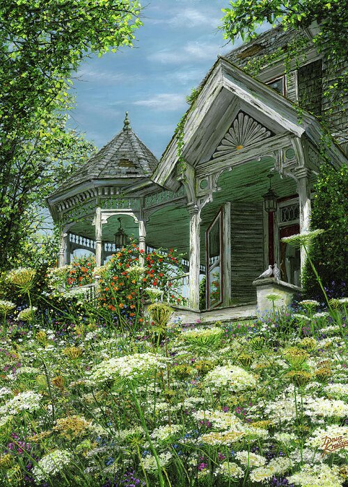 Abandoned Houses Greeting Card featuring the painting White Lace and Promises Abandoned by Doug Kreuger