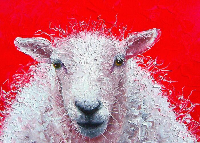 Sheep Greeting Card featuring the painting White Sheep by Jan Matson