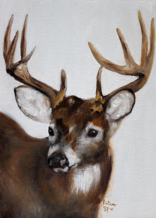Wildlife Greeting Card featuring the painting Whitetail Deer by Barbie Batson