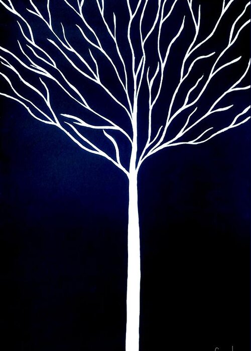 Tree Greeting Card featuring the painting White tree by Faashie Sha