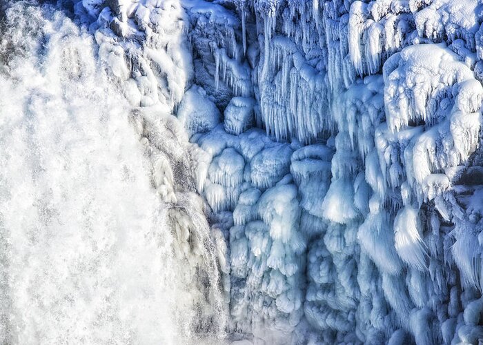 Waterfall Greeting Card featuring the photograph White water and blue ice Gullfoss waterfall Iceland by Matthias Hauser