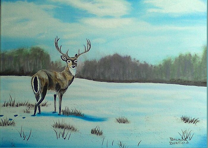 Whitetail Greeting Card featuring the painting Whitetail Buck by Brenda Bonfield