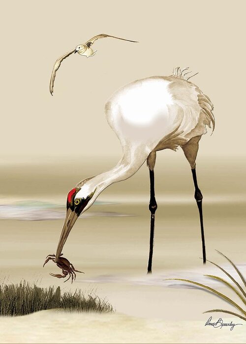 Crane Greeting Card featuring the painting Whooping Crane by Anne Beverley-Stamps