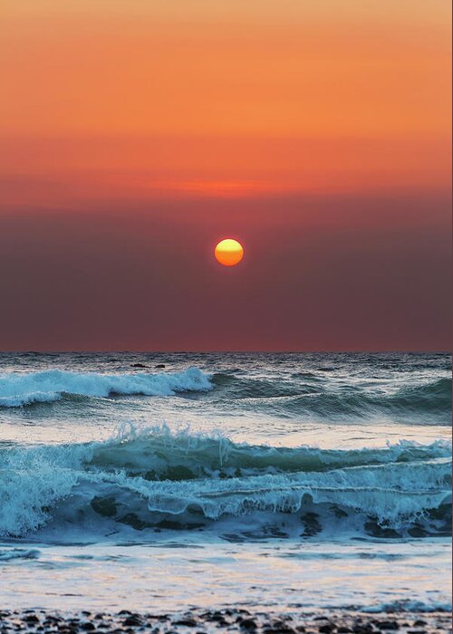 Beach Greeting Card featuring the photograph Widemouth Sunset, Cornwall by Maggie Mccall