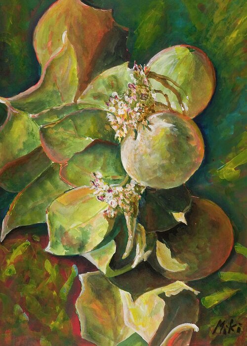 Apples Wild Greeting Card featuring the painting Wild Apples in bloom by Miki Sion