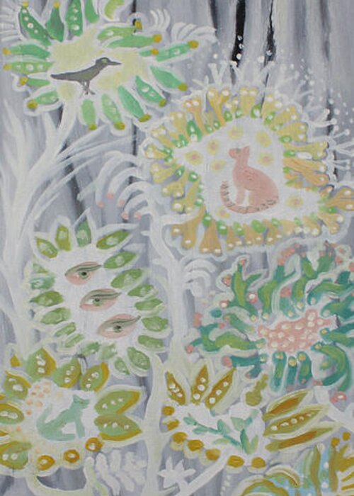 Wild Flowers Greeting Card featuring the painting Wild flowers by Elzbieta Goszczycka