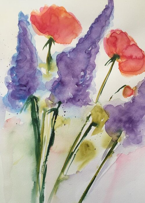 Wild Flowers Greeting Card featuring the painting Wild Flowers Part Two by Britta Zehm