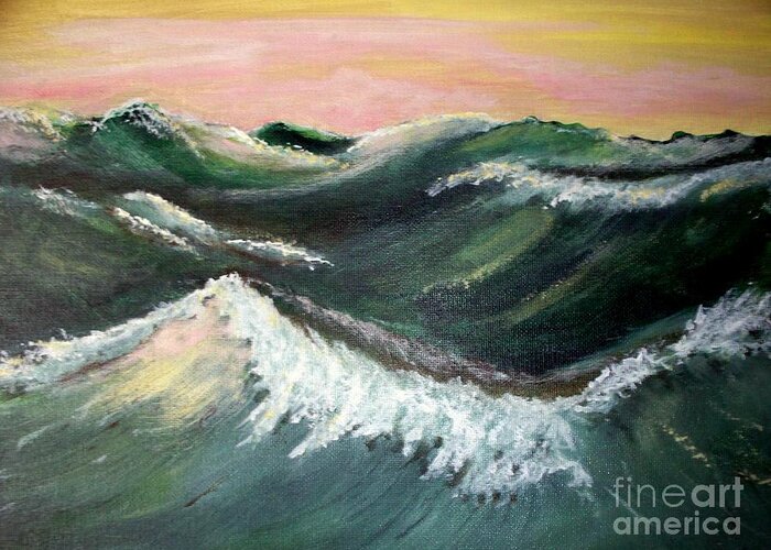 Sea Greeting Card featuring the painting Wild Sea by Carol Grimes