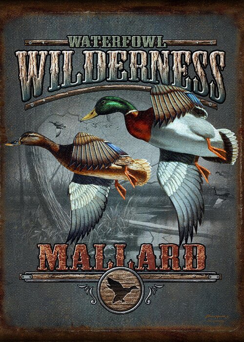 Bruce Miller Greeting Card featuring the painting Wilderness mallard by JQ Licensing
