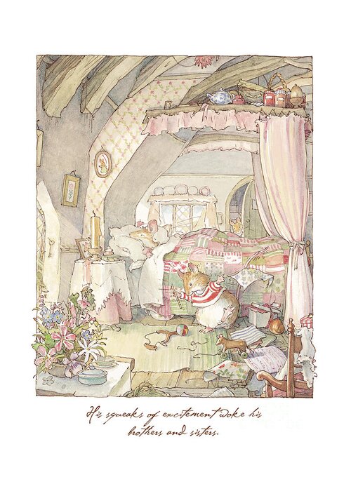 Brambly Hedge Greeting Card featuring the drawing Wilfred's birthday morning by Brambly Hedge