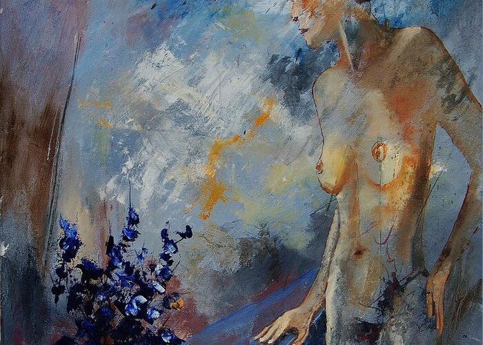 Girl Greeting Card featuring the painting Will He Be Coming by Pol Ledent