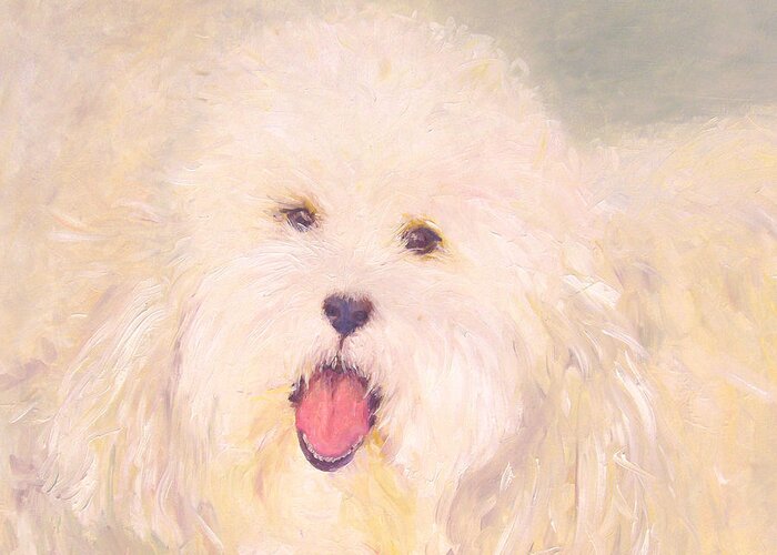 Dog Portrait Greeting Card featuring the painting Will you love Me by Barbara Anna Knauf