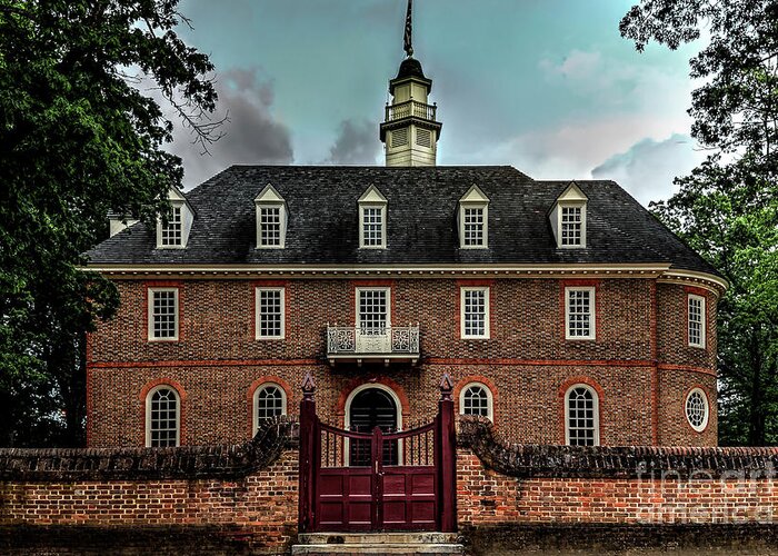 Colonial Williamsburg Greeting Card featuring the photograph Williamsburg Capitol Building by Gene Bleile Photography