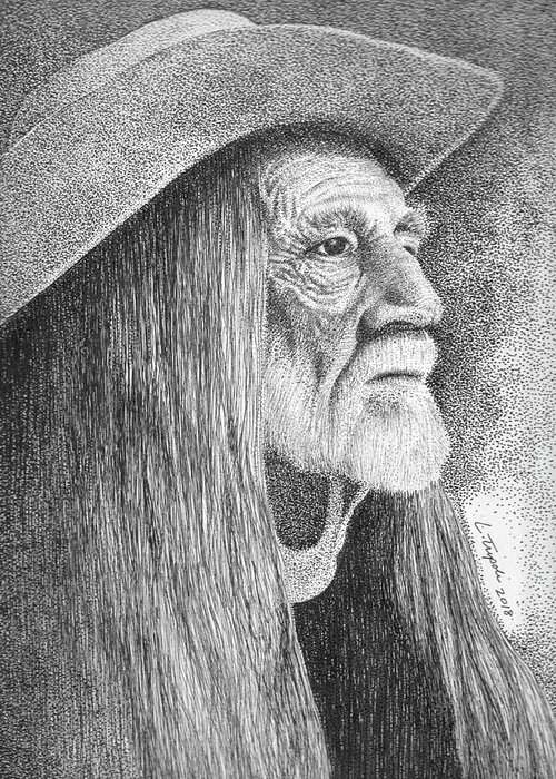 Willie Nelson Greeting Card featuring the drawing Willie Nelson by Lawrence Tripoli