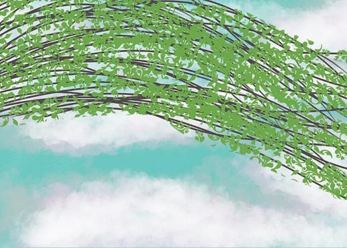 Abstract Tree Greeting Card featuring the digital art Willow by Morgan Payne