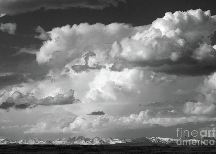 Black And White Greeting Card featuring the photograph Wind River Clouds in Black and White by Edward R Wisell