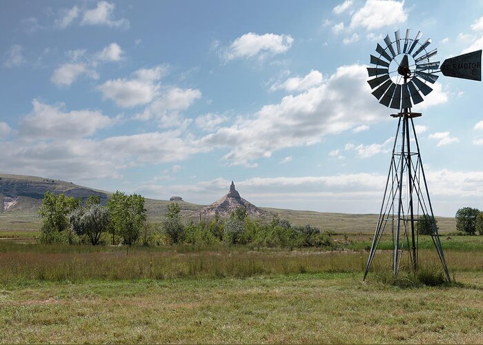 Chimney Rock Greeting Card featuring the photograph Windmill at Chimney Rock by Susan Rissi Tregoning