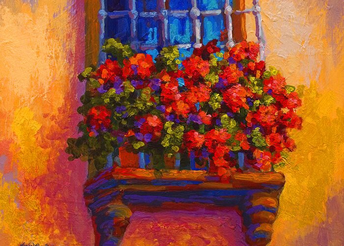 Poppies Greeting Card featuring the painting Window Box by Marion Rose