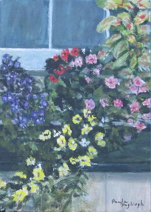Painting Greeting Card featuring the painting Window Box by Paula Pagliughi